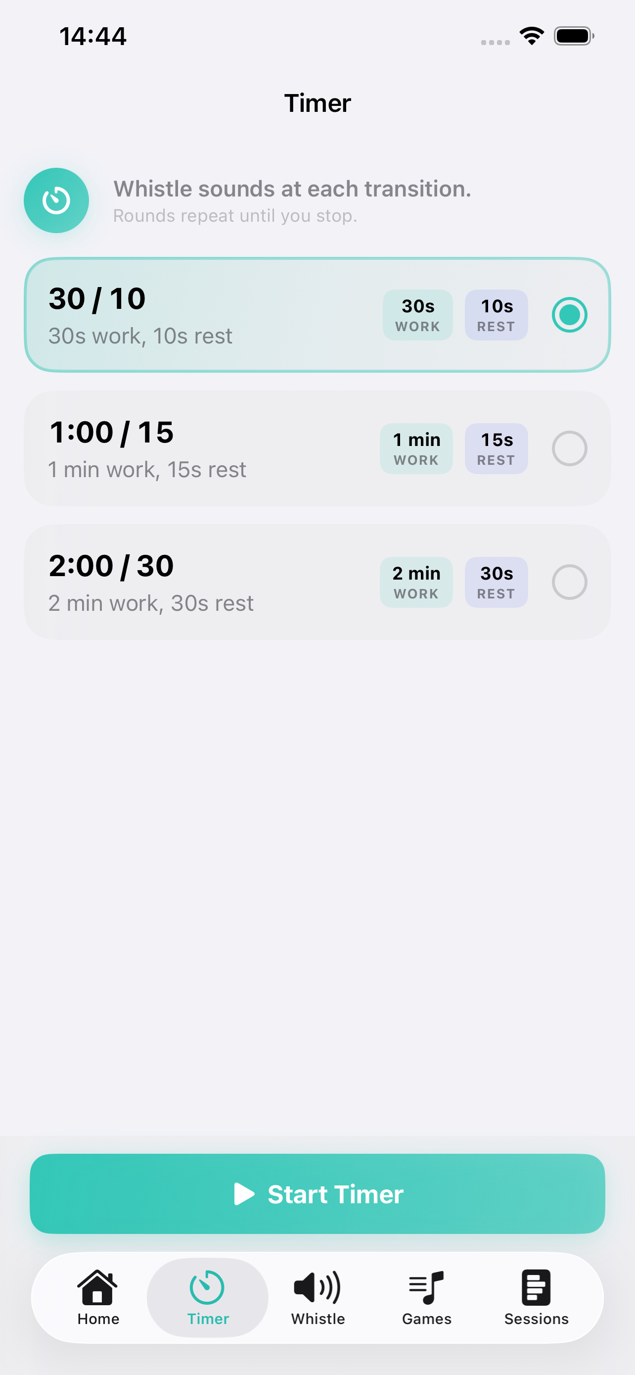 Timer presets list